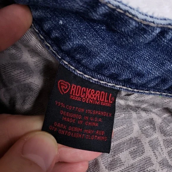 Rock & Roll Denim 36x30 Double Barrel Straight Jeans Blue Relaxed Western Cowboy - Picture 13 of 16